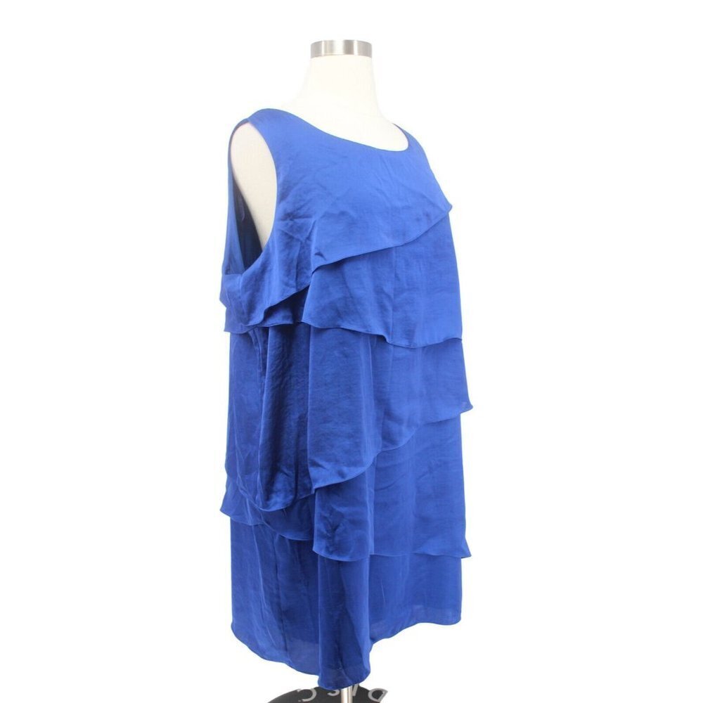 Vince Camuto Blue Satin Tiered Sleeveless Shift Dress Plus Size 24W - Picture 2 of 6
